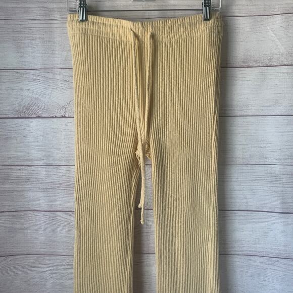 Billabong Yellow Ribbed Knit Pants High Waisted Drawstring Size Large - Picture 2 of 16